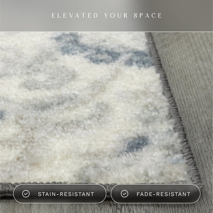 Maples Rugs Blooming Damask Area Rugs - Made in USA – Washable, Non Slip Indoor Carpet for Entryway, Foyer, Kitchen, and Bathroom, 1'8 x 2'10, Grey/Blue