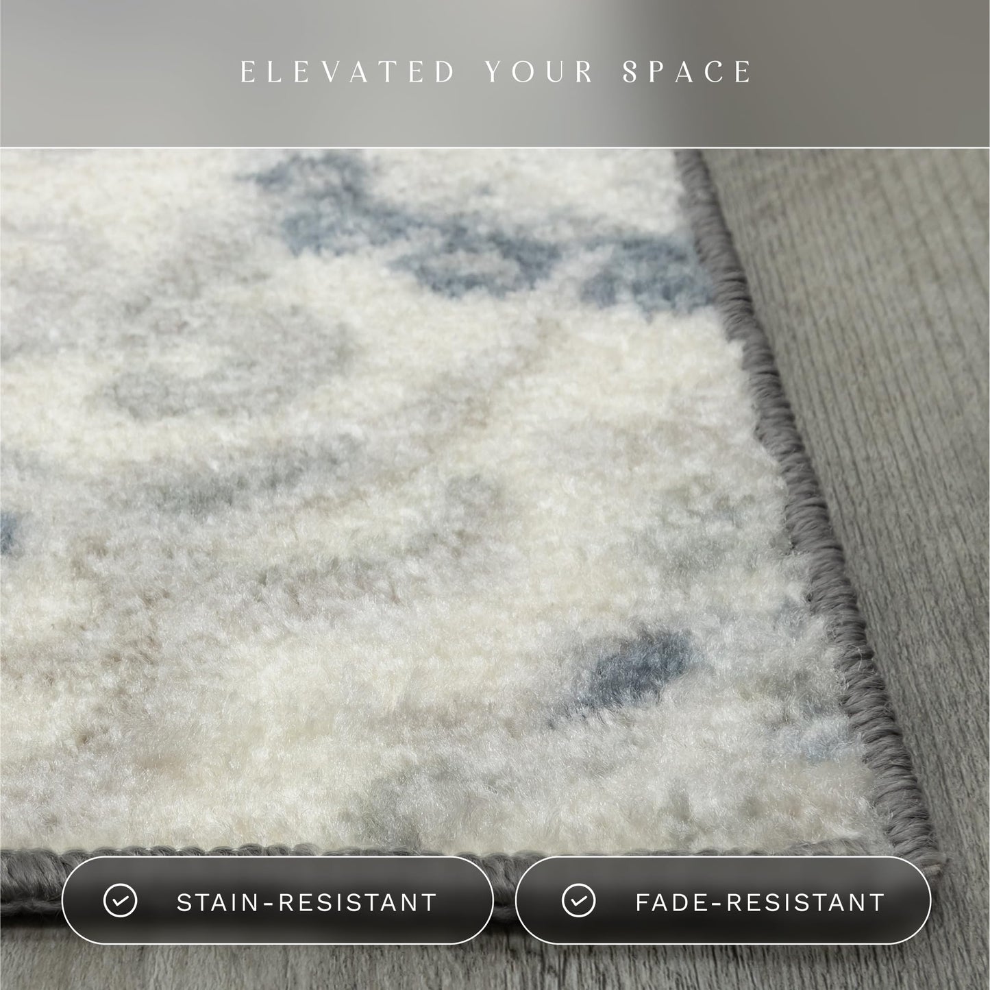 Maples Rugs Blooming Damask Kitchen Rugs Non Skid Accent Area Floor Mat [Made in USA], 2'6 x 3'10, Grey/Blue