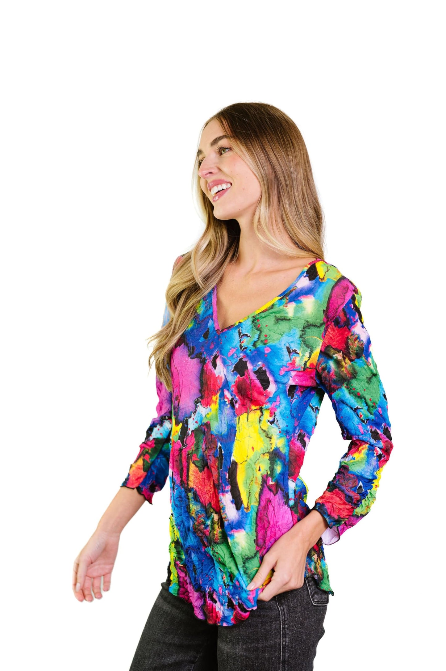 SNO SKINS Printed Crinkle Mesh - V-Neck - Fall/Winter