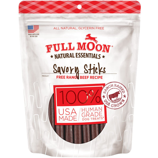 Full Moon All Natural Human Grade Dog Treats, Essential Beef Savory Sticks, 22 Ounce, 1.375 Pound (Pack of 1)