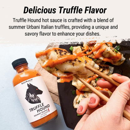 Seed Ranch Gourmet Truffle Hound Hot Sauce - Medium Heat - Spicy & Savory Truffle Hot Sauce with Chile de Arbol, Ghost Pepper & Garlic - Vegan, Non-GMO - Pasta, Pizza & Sriracha Lovers