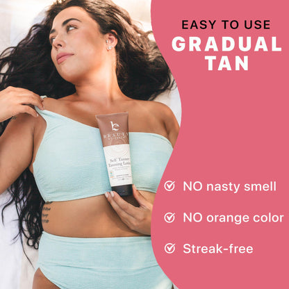 Beauty by Earth Self Tanner - USA Made with Natural & Organic Ingredients, Moisturizing Self Tanning Lotion with Aloe Vera & Coconut for a Natural Glow, Streak-Free Fake Tan