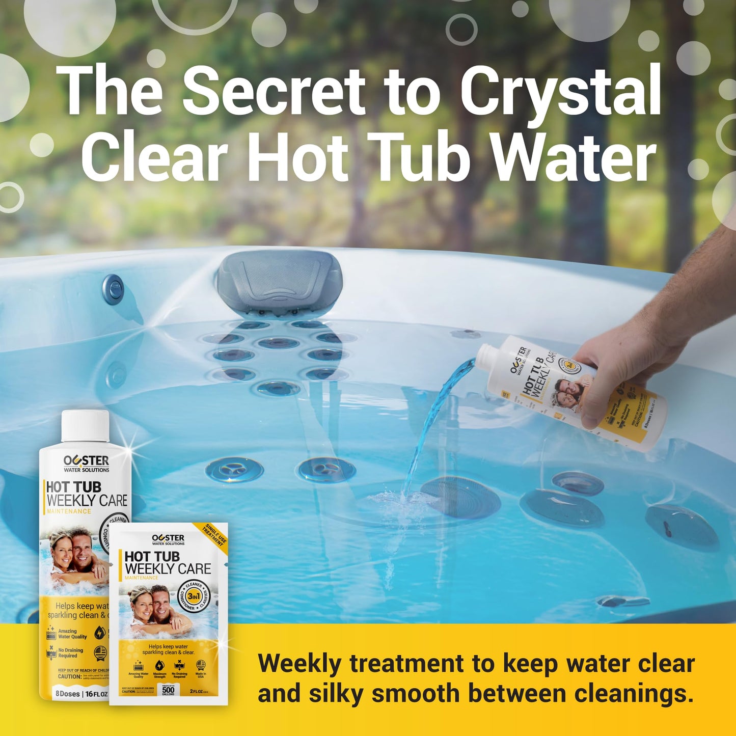 Bio Ouster 3in1 Weekly Hot Tub Cleaner, Conditioner, Clarifier - Hot Tub Chemicals for Standard & Inflatable Spas - Spa Chemicals for Crystal Clear & Sparkling Clean Water - Made in USA (32oz)