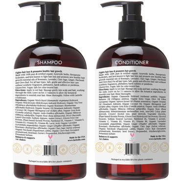 Laritelle Organic Hair Care Set Fertile Roots | Fortifying, Strengthening & Rejuvenating | Prevents Hair Thinning and Shedding, Promotes New Hair Growth | Ayurvedic Herbs, Lavender, Ginger, Rosemary