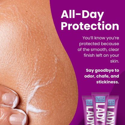 Super Fresh Lady Whole Body Deodorant for Women Aluminum Free Powder Lotion for Privates Body and Skin Folds Controls Odor and Keeps You Fresh Jasmine Rose Scented Feminine Hygiene Care 4 oz Tube