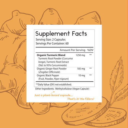 Thomas' all-natural Remedies Turmeric Curcumin and Ginger with Black Pepper, Organic Turmeric Joint Support Supplement- 95% Curcumin - NO fillers, Vegan - 120ct