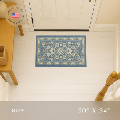 Maples Rugs Florence Kitchen Rugs Non Skid Washable Accent Area Carpet [Made in USA], 1'8 x 2'10, Blue