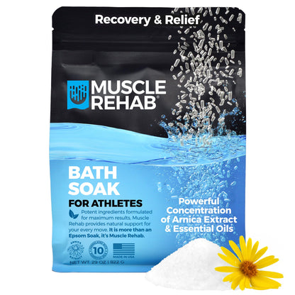 Muscle Rehab: Epsom Salts with Arnica for Soaking for Pain-Magnesium Soak for Sports Recovery, Soak for Athletes with Essential Oils, and Turmeric - Hydrating Sore Muscle Bath Soak