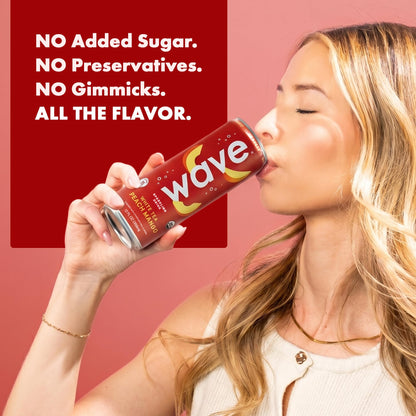 WAVE Organic Sparkling Drink | Low Calorie Drink, Peach Mango Lightly Carbonated | Great Natural Soda Alternative | USA Made Kosher No Added Sugar, Color, & Artificial Ingredients |12 Pack