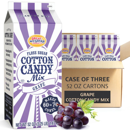 Premium America Grape Cotton Candy Floss Sugar Carnival-Style Fluffy Fun, Pre-Mixed & Ready to Use for Parties, Events & Festivals 3.25 lb Cartons Case of 3