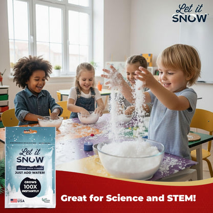 Let it Snow Instant Fake Snow for Slime - Made in The USA, Gentle, Safe & Easy to Use Artificial Snow Powder - Perfect Play Snow for Holiday Decorations, Photography, Sensory Play, & Slime (1 Pack)