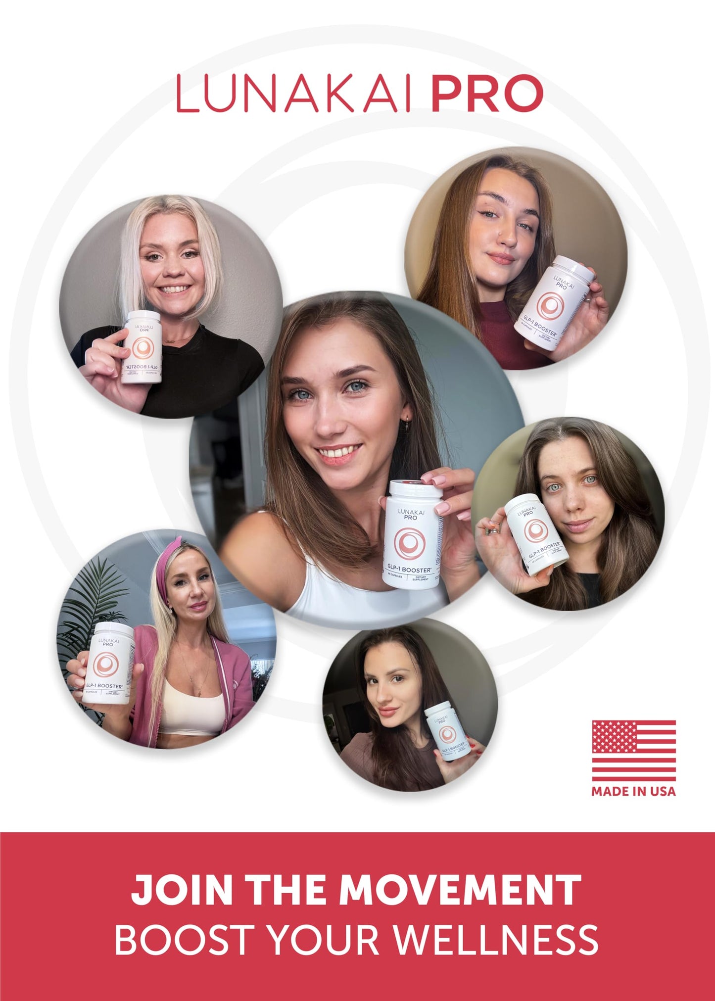 Lunakai PRO USA Made GLP-1 Supplement - Natural GLP 1 Booster with Probiotics & Resveratrol – Supports Weight Management, Cravings & Metabolism, 60ct