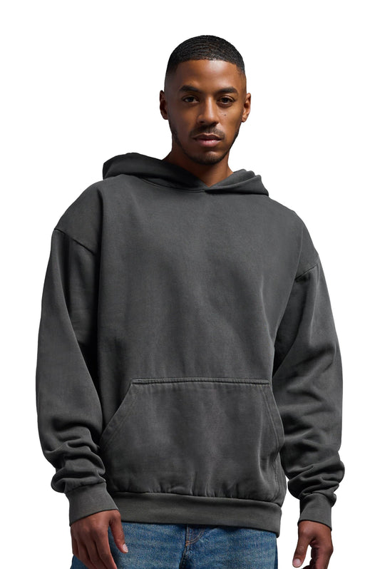 Expert Brand USA-Made Men's Oversized Heavyweight Cotton Pullover Hoodie, Charcoal, Large