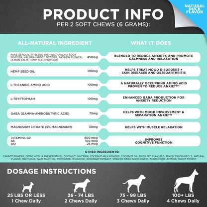 Googipet Daily Hemp Calming Chews for Dogs - Separation Anxiety Relief for Dogs, Non-Drowsy Dog Calming Chews - Anxiety Relief Treats with Valerian Root, & Hemp