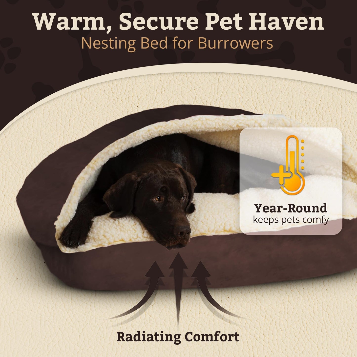 Snoozer Pet Products Luxury Rectangle Cozy Cave Dog Bed with Microsuede, Small, Hot Fudge