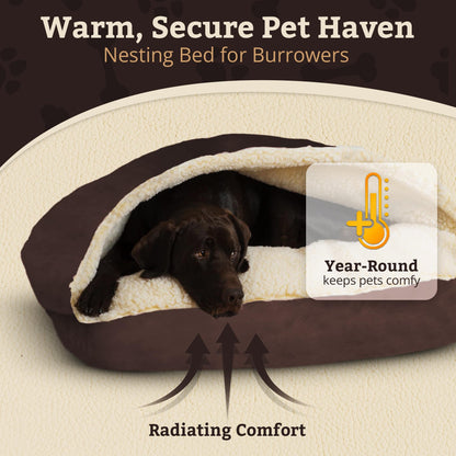 Snoozer Pet Products Luxury Rectangle Cozy Cave Dog Bed with Microsuede, Small, Hot Fudge