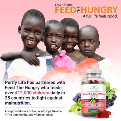 Purify Life Vegan Collagen Gummies with Biotin Vitamins for Hair Skin and Nails Health, (90 Chews) Collagen Support Superfruit Complex with Resveratrol, Vitamin A, E, C - Replace Capsules, Pills