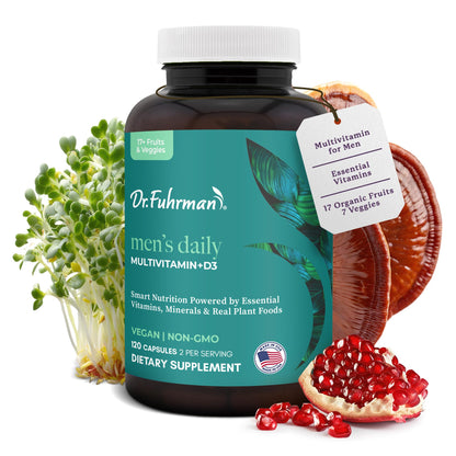 Dr. Fuhrman 2 Month Supply Multivitamin for Men + D3 Vitamin for Immune Support | Vegan Formula Womens Multivitamin with B12 & Zinc | Whole Food multivitamin with 17 Fruits & Veggies