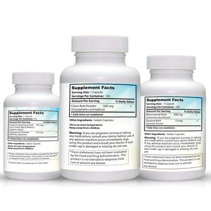 Dr Clark Store Intestine Support & Cleanse Kit - with Freeze-Dried Green Black Walnut Hulls, Wormwood, and Cloves-Helps Maintain Optimum Intestinal Function