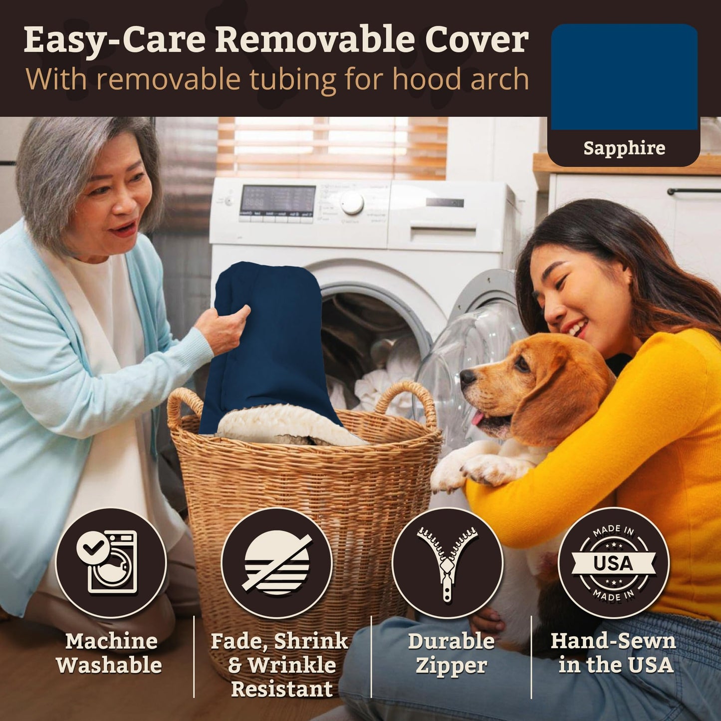 Snoozer Pet Products Luxury Rectangle Cozy Cave Dog Bed with Microsuede, Small, Sapphire