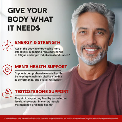 Tongkat Ali Men 1350mg Complex - Fadogia Agrestis | Tribulus Terrestris - Energy, Strength & Performance Support - Extra Strength 200:1 Extract - 3rd Party Tested, Made in USA - 120 Capsules / 2 Month