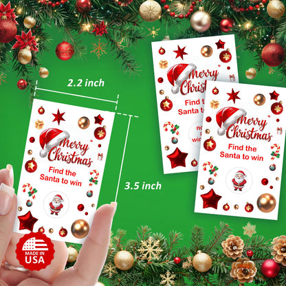 RokAPary Merry Christmas Party Game Scratch Off, Find The Santa Easy to Play Silly Games, Fun Idea, Ice Breaker Activity. Raffle Cards, Set of 40 Cards Made in USA