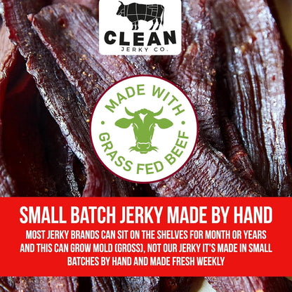 Clean Jerky Co. Grass Fed Beef Jerky | Honey – Flavorful Protein Snack | Made with 100% Beef | No MSG, No Nitrates, No High Fructose Corn Syrup, No Junk and None of the Bad Stuff