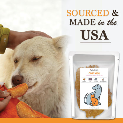 Pawfect Pets Single Ingredient Dehydrated Chicken Breast Treats for Dogs and Cats, 6oz Bag. USA Made