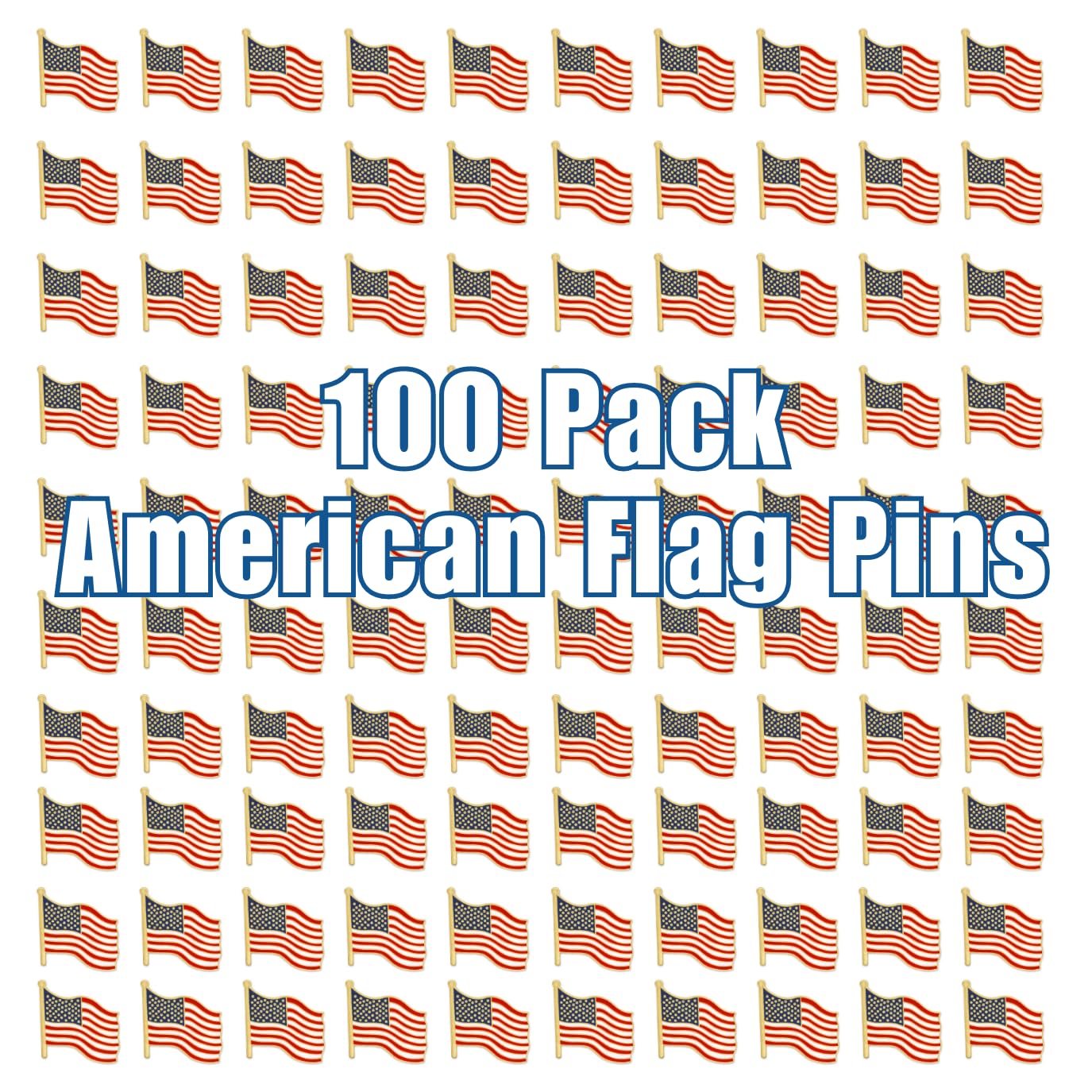 100 Pack - PinMart's Waving American Flag Patriotic Enamel Lapel Pins