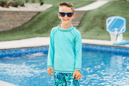 Made in USA Little Boys and Girls Solid Rashguard Swimming Tee Shirt Rash Guard SPF UPF Sun Protection for Summer Beach Pool and Play