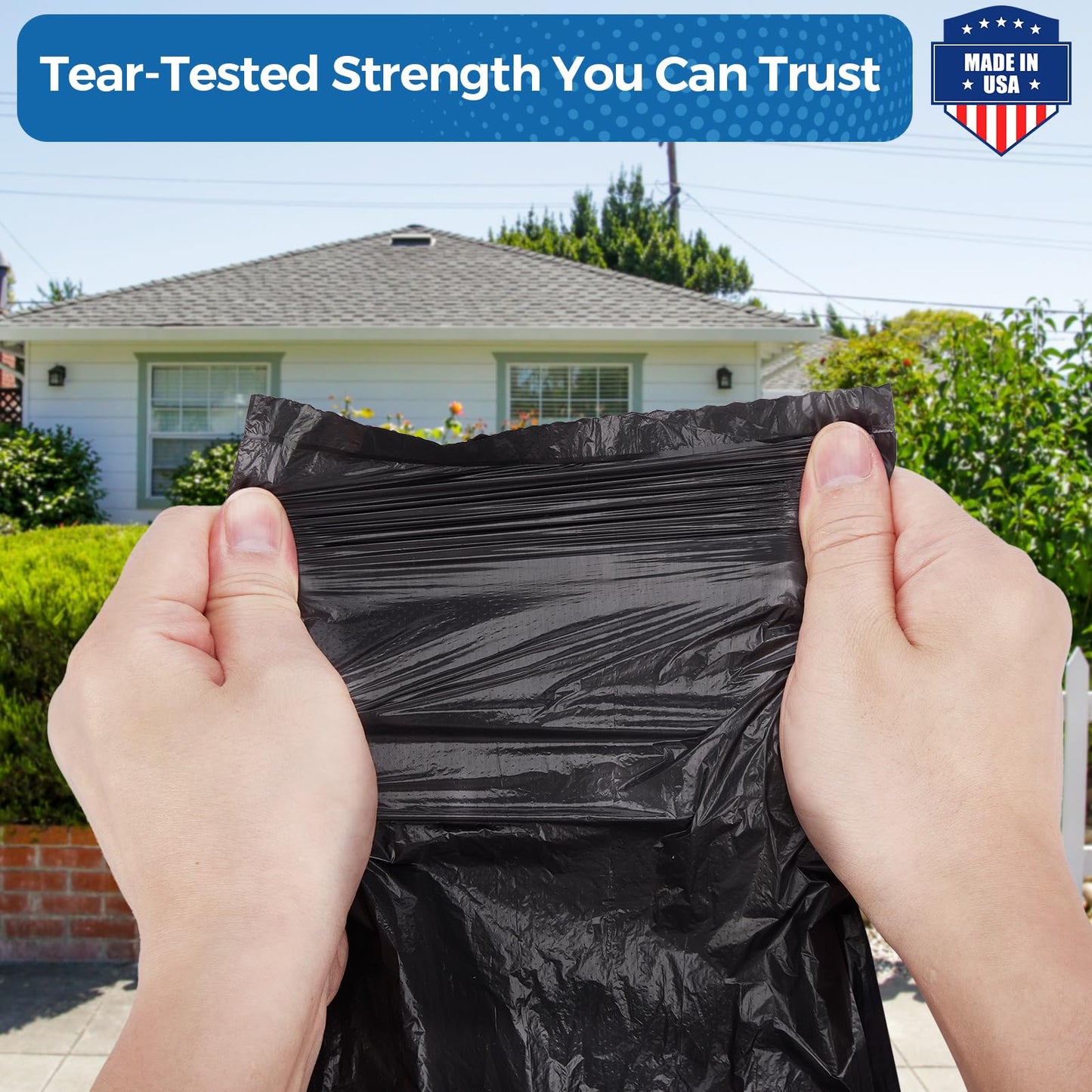 Fuxury 60 Gallon Trash Bags Medium Duty, 100 Count Garbage Bags, 38 x 58" Extra Large Black Trash Bags, 0.9 Mil Plastic Bags for Serious Garbage Cleanup, Made in USA