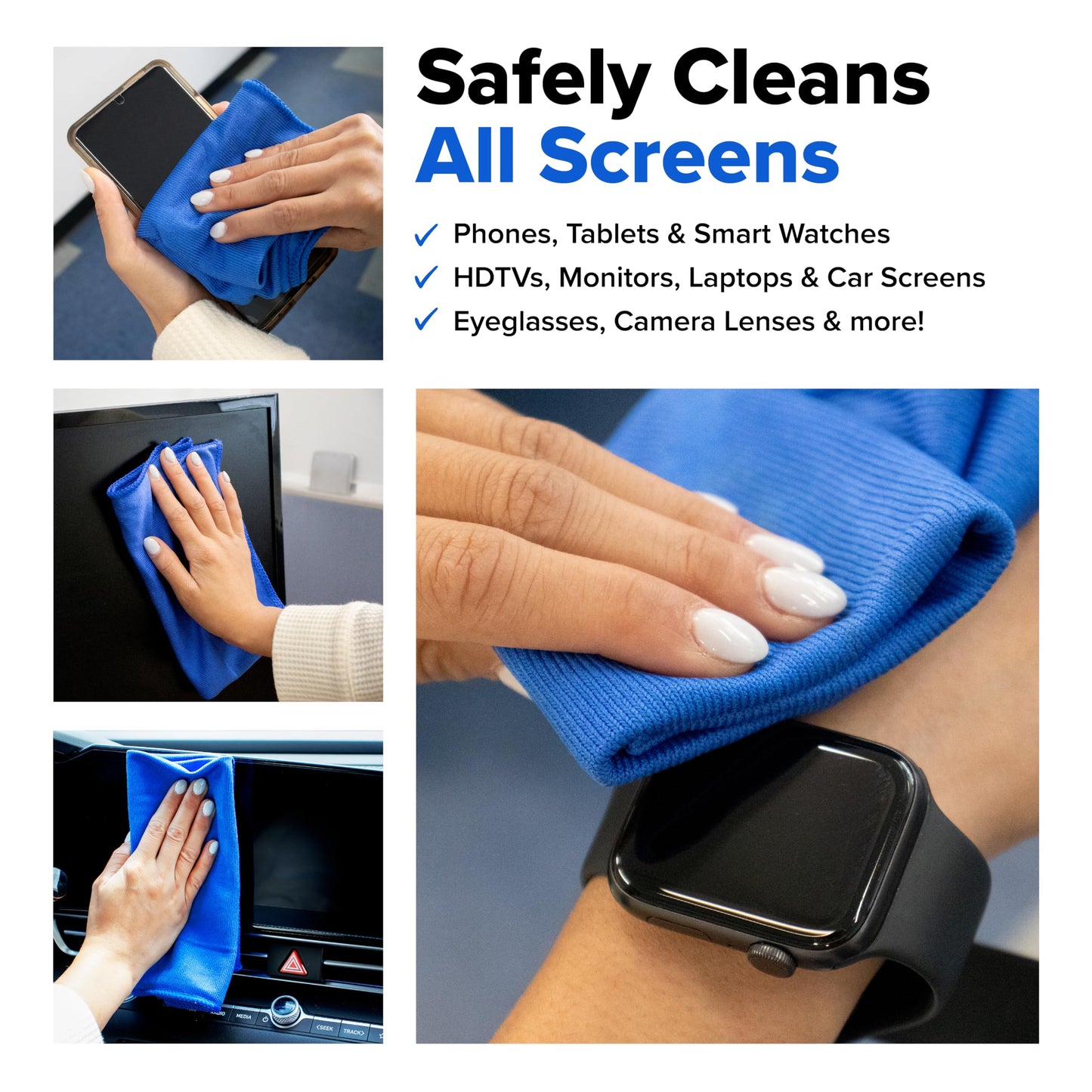 Screen Cleaner Spray (16oz) with CrystalVu® - Includes Premium Microfiber Cloth - TV Screen Cleaner, Car Screen Cleaner, Safe for Smartphone, Tablet, Touchscreen - Professional Cleaner - Made in USA