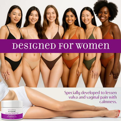 Syren Intimate Relief - Advanced Relief for Sensitive Areas - Moisturizing, Calming Formula with Aloe Vera, Vitamin E, Arnica - Non-Sticky, Unscented, Paraben-Free - 2.5 oz Made in U.S.A