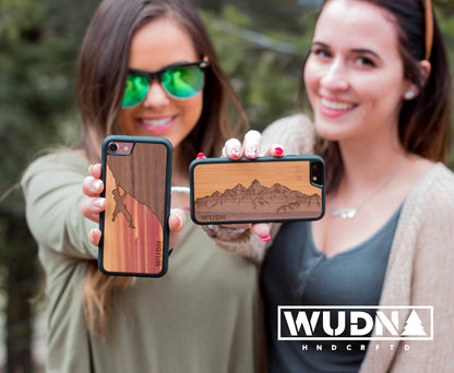 WUDN Slim Wooden Phone Case (Rock Climber Walnut Sky) Compatible with iPhone 13