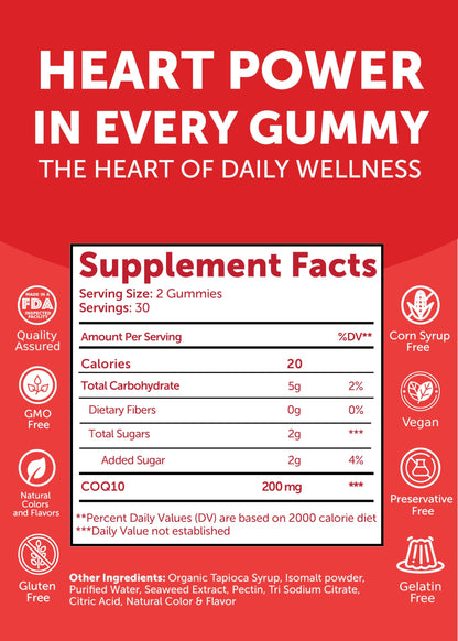 Lunakai USA Made CoQ10 Gummies for Adults 200mg – Coenzyme Q10 for Heart Health, Cellular Energy & Aging Support – Non-GMO, Vegan, 60ct