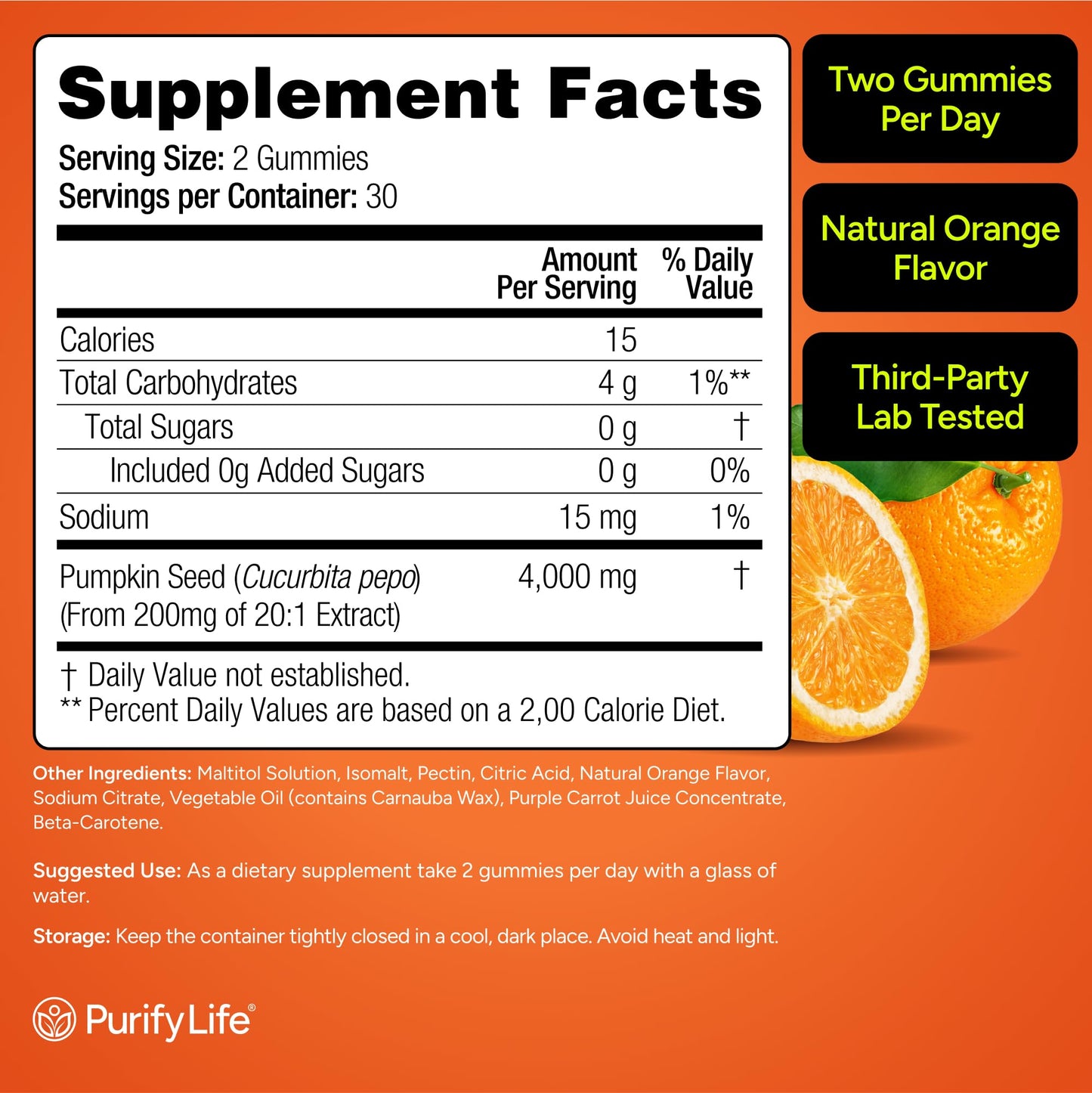 Sugar-Free Pumpkin Seed Oil Gummies (4,000mg/serving) Pumpkin Seed Oil for Hair Growth, Youthful Skin, Prostate Health, Immune & Urinary Tract Support-Natural Source of Essential Fatty Acids-60 Chews