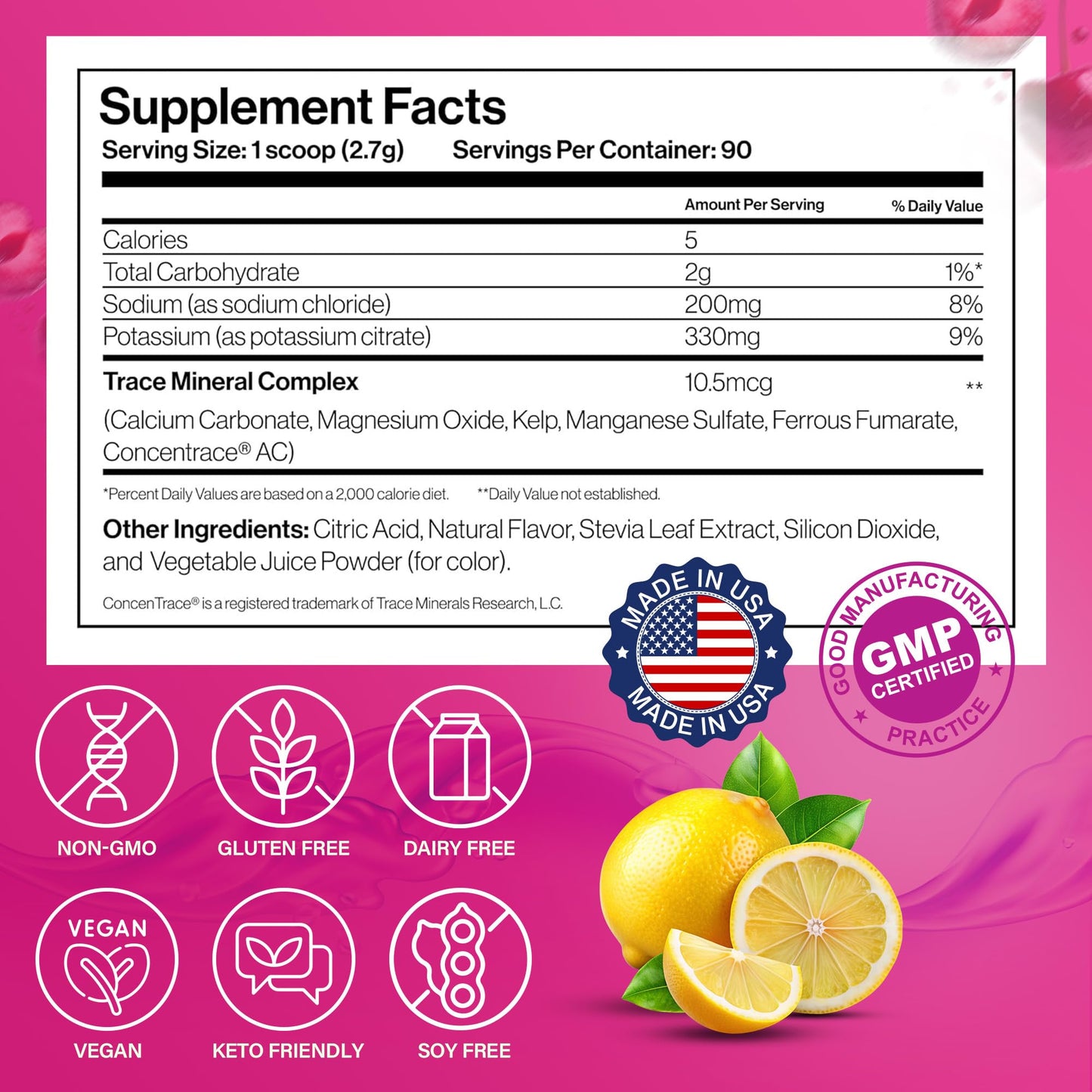 Dr. Price’s Electrolyte Mix | Sugar-Free Hydration Powder with 72+ Trace Minerals | No Sugar, Fast-Dissolving Electrolytes Powder Packets | Cherry Lemonade, 90 Servings