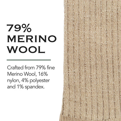 Woolrich Merino Wool Socks for Men - Made in USA, Crew Hiking Sock, Made of 78% Merino Lambswool w/Padded Arch, 2 Pairs