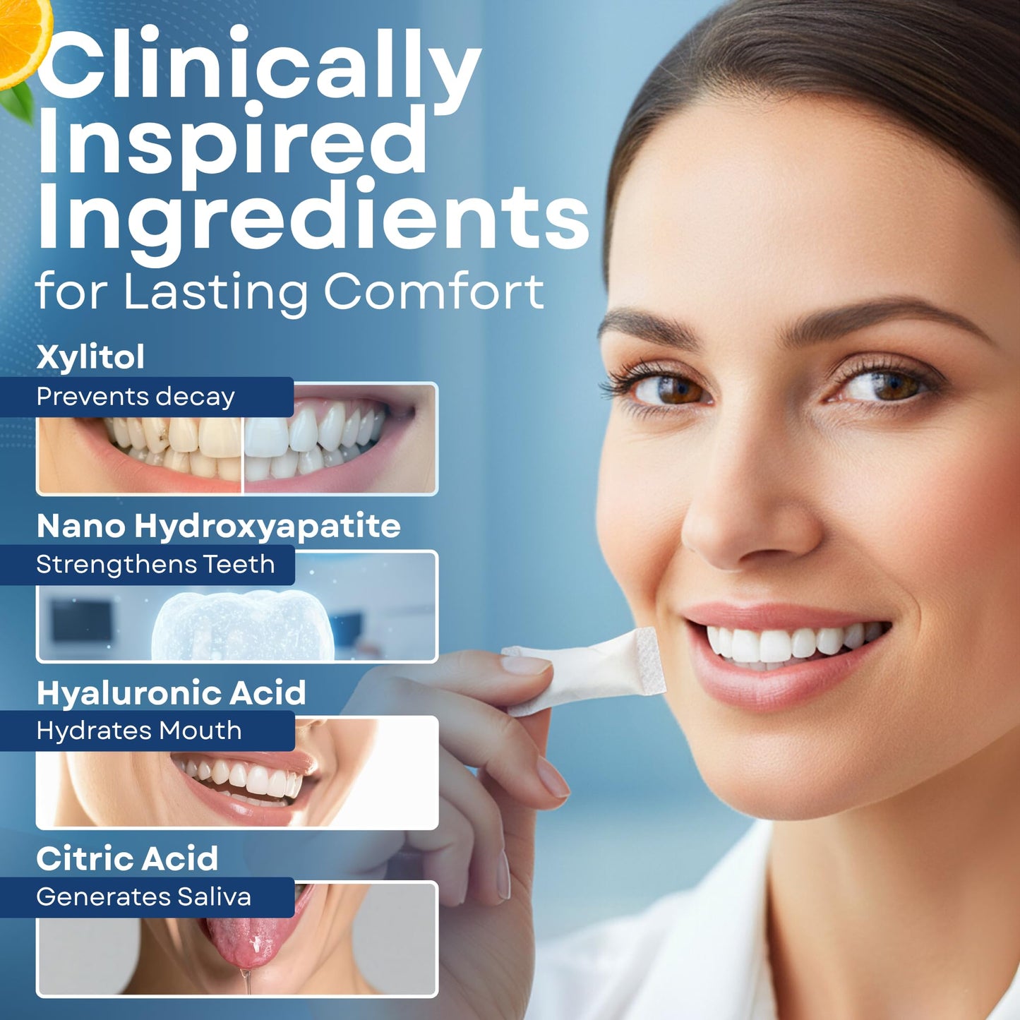 OPS Citrus Splash 4-1 Oral Moisturizing Pouch - Breath Mints Pouches, Xylitol Mints Pouches, Mouth Moisturizer | Saliva Substitute | Contains Xylitol & Menthol (Citrus)