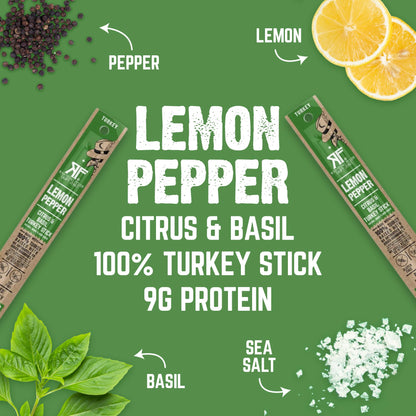 Righteous Felon Meat Sticks | 100% Turkey Sticks | Gluten Free & Keto Meat Sticks | Low Sugar & High Protein Turkey Sticks| Healthy Snack for Adults | Jerky Gifts for Men | Lemon Pepper, 10 Pack