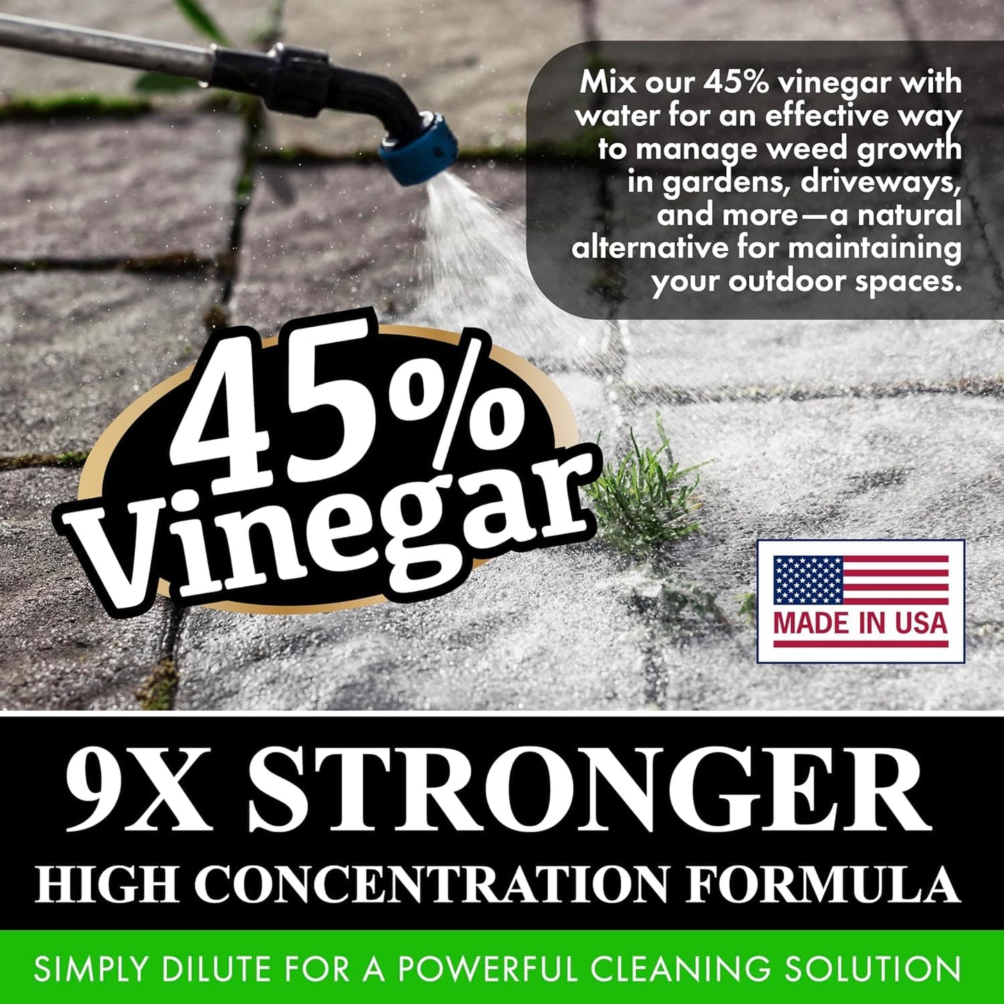 Nature's Freedom 45% Concentrated Vinegar, 1 Gallon with “How to Use Vinegar” Cleaning Book – Industrial Strength Multi-Purpose Cleaner