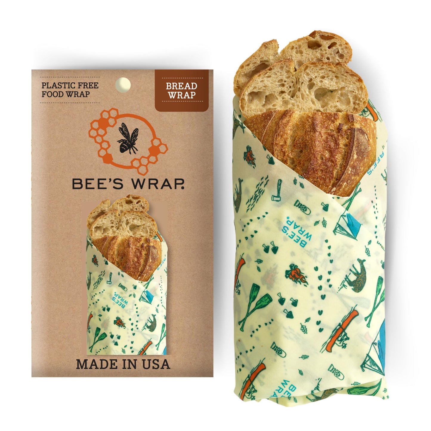 Bee's Wrap Reusable Beeswax Food Wraps Made in the USA, Eco Friendly Beeswax Wraps for Food, Sustainable Food Storage Containers, Organic Cotton Food Wrap, XL Bread Wrap for Homemade Bread