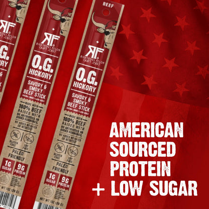 Righteous Felon Meat Sticks | 100% Beef Sticks | Gluten Free & Keto Meat Sticks | Low Sugar & High Protein Beef Sticks | Healthy Snack for Adults | Jerky Gifts for Men | OG Hickory, 10 Pack