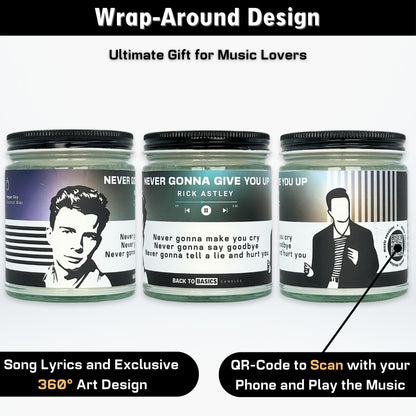 Back to Basics Candles | Never Gonna Give You Up - 9oz Soy Wax Cucumber Melon Scented Candle for Home Decor, Birthday Gifts for Women, Men, Best Friend | Relaxing Aromatherapy Made in USA