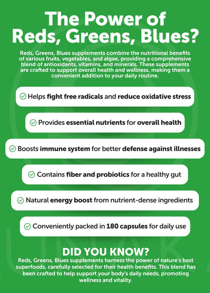 Lunakai USA Made Superfood Fruits & Veggies Supplement - All-in-One with 4 Blends & Scented Capsules, 180ct Super Veggie Capsules for Adults