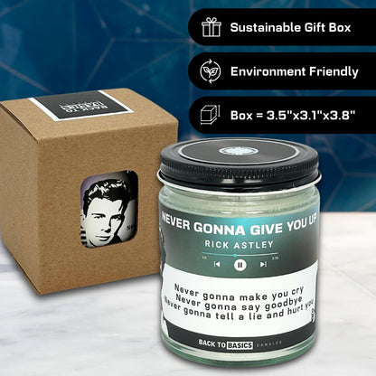 Back to Basics Candles | Never Gonna Give You Up - 9oz Soy Wax Cucumber Melon Scented Candle for Home Decor, Birthday Gifts for Women, Men, Best Friend | Relaxing Aromatherapy Made in USA
