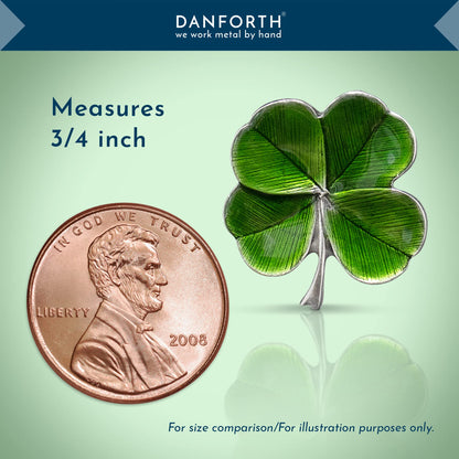DANFORTH Four Leaf Clover Lapel Pin | Handcast Pewter Shamrock Lapel Pin, 3/4", Made in USA by Vermont Artisans | Lucky Irish Souvenir, St. Patricks Day Accessories