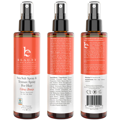 Beauty by Earth Sea Salt Spray for Hair - USA Made from Natural & Organic Ingredients, Texturing Spray for Men & Women, Hair Texture Booster for Fine Hair, Salt Water Mist