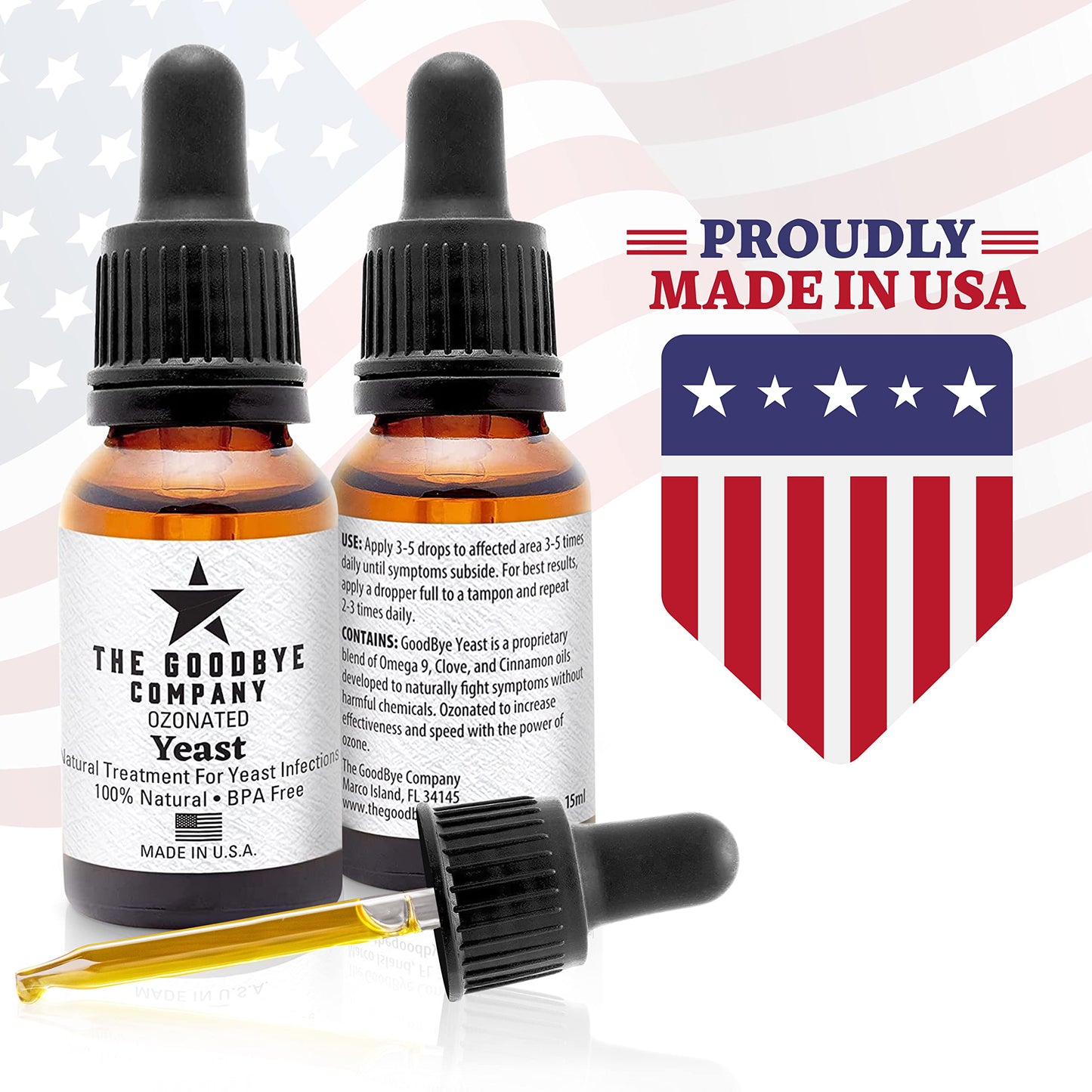 The Goodbye Company Ozonated Yeast Essential Oil Serum - USDA Certified Organic Glass Bottle‚ Made in USA (30 mL)