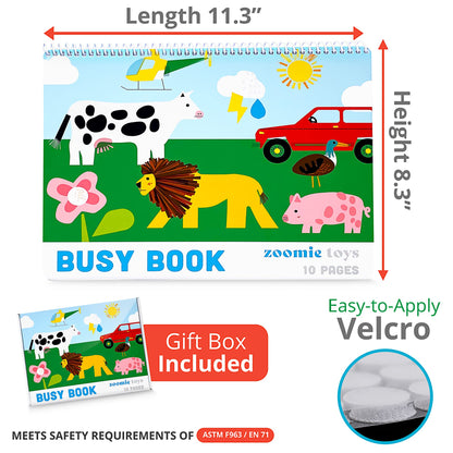 Made in USA - Busy Book for Toddler Toys - Preschool Learning Tools - Kids Books with Toddler Learning Activities - Busy Board for Toddlers - Activities for Kids (10 Pages)